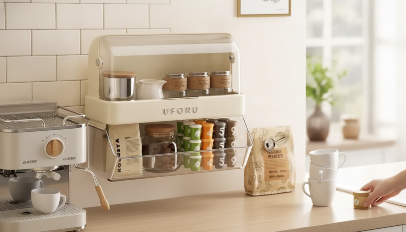 Wall-Mount Pod & Tea Organizer with Cup Holder (Multi-Tier)